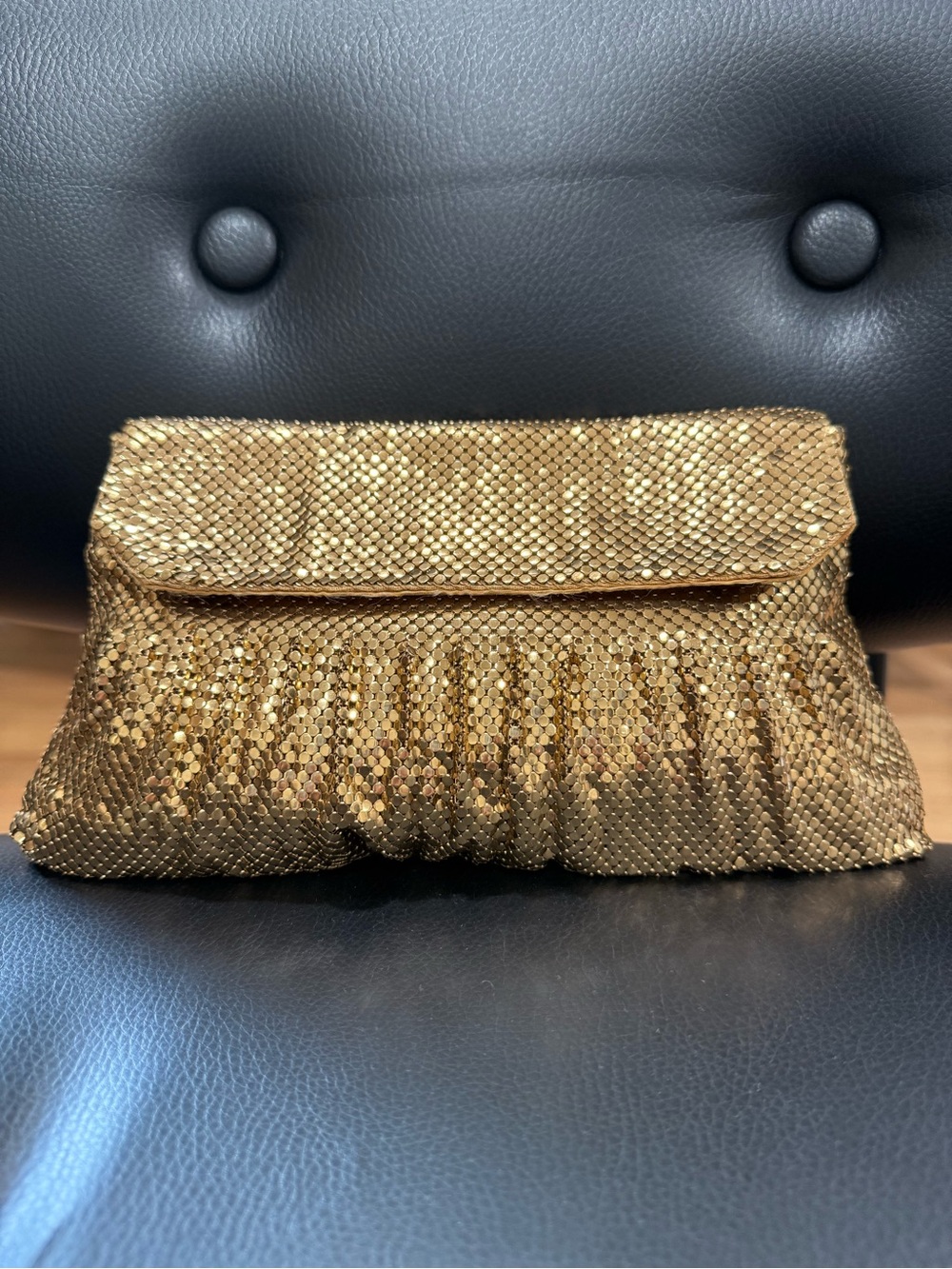 Whiting & Davis Gold Mesh Fold-Over Clutch